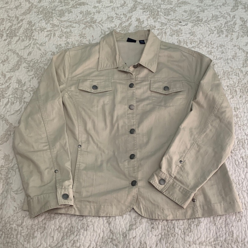 Westbound Light Beige Button-Up Jean Jacket